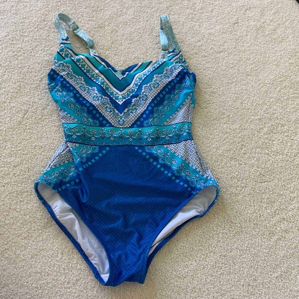 Gottex blue paisley one piece swimsuit